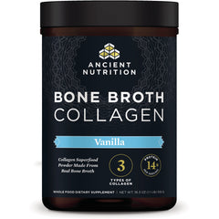 ATN010 | Ancient Nutrition Bone Broth Collagen vanilla powder jar, front label