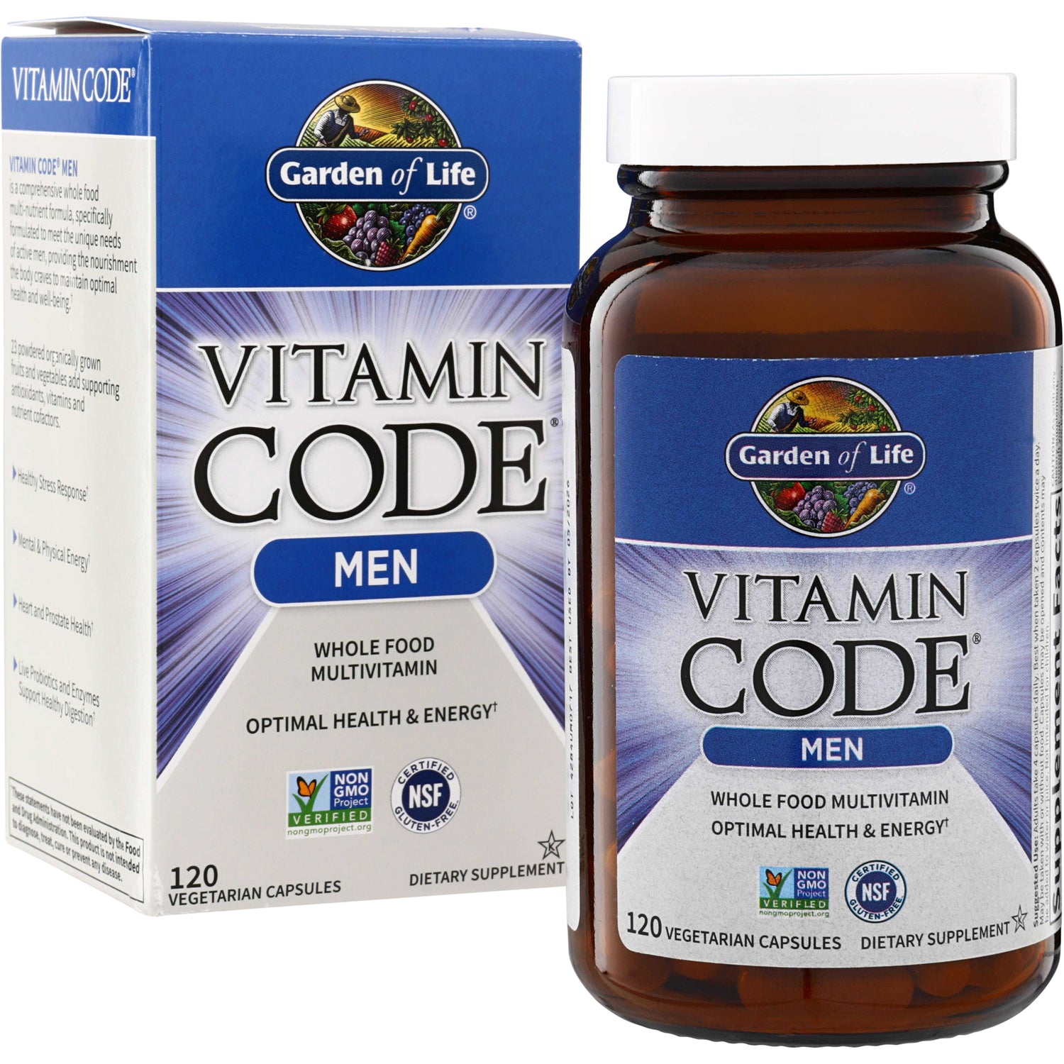 GLF033 | Garden of Life Vitamin Code Men whole food multivitamin, 120 vegetarian capsules