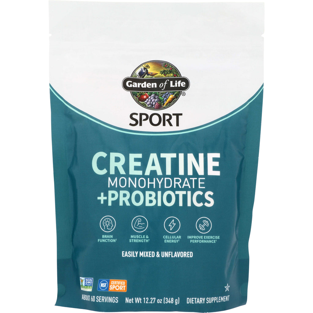 GLF390 | Garden of Life Sport Creatine Monohydrate + Probiotics, easily mixed & unflavored, 60 servings - Thumbnail
