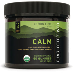 CHW015 | Charlotte's Web CALM lemon lime 10 mg CBD gummies jar, 60 count