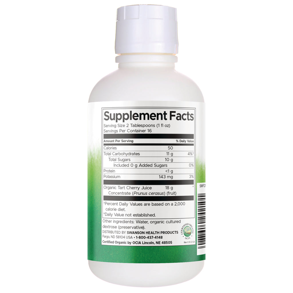 SWF210 | Back label with Supplement Facts for organic tart cherry juice concentrate - Thumbnail