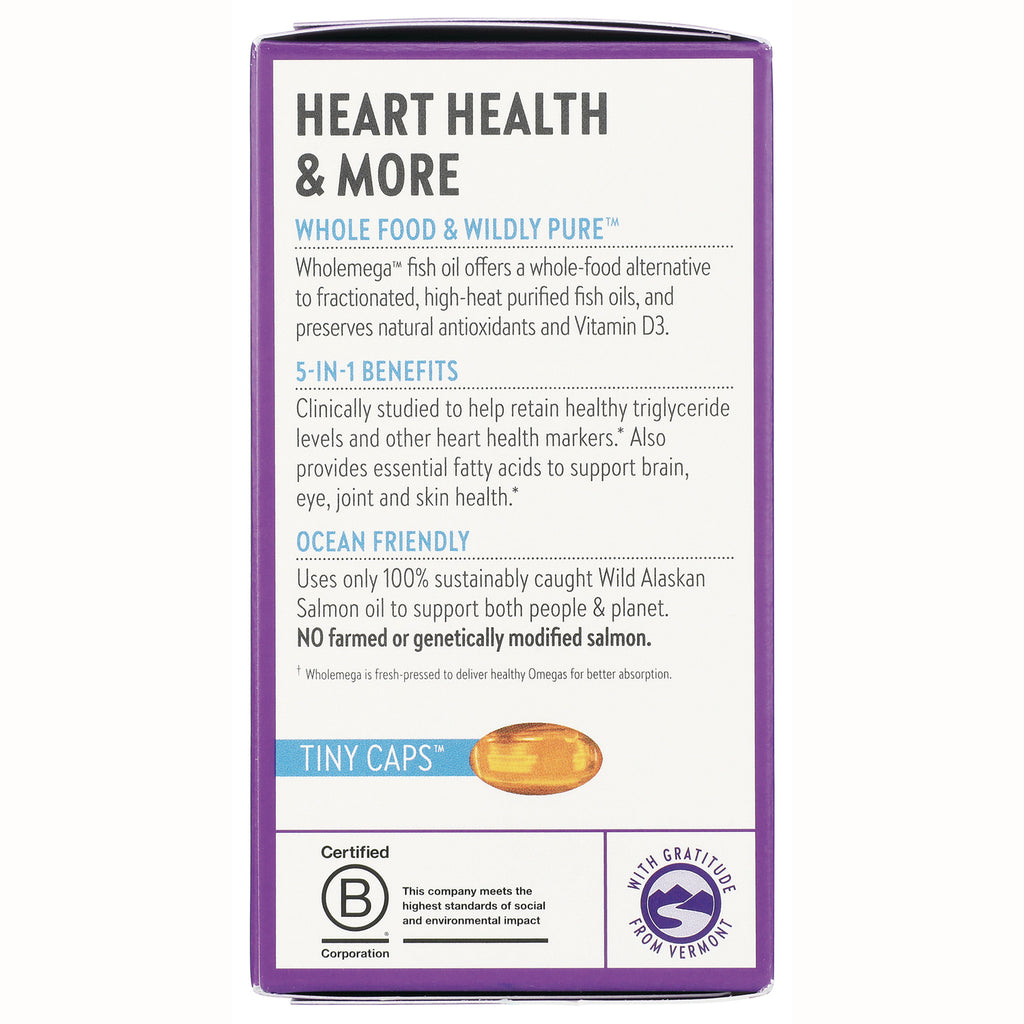 NWC112 | back panel product infographic listing heart health benefits, ocean friendly sourcing, and tiny caps image - Thumbnail