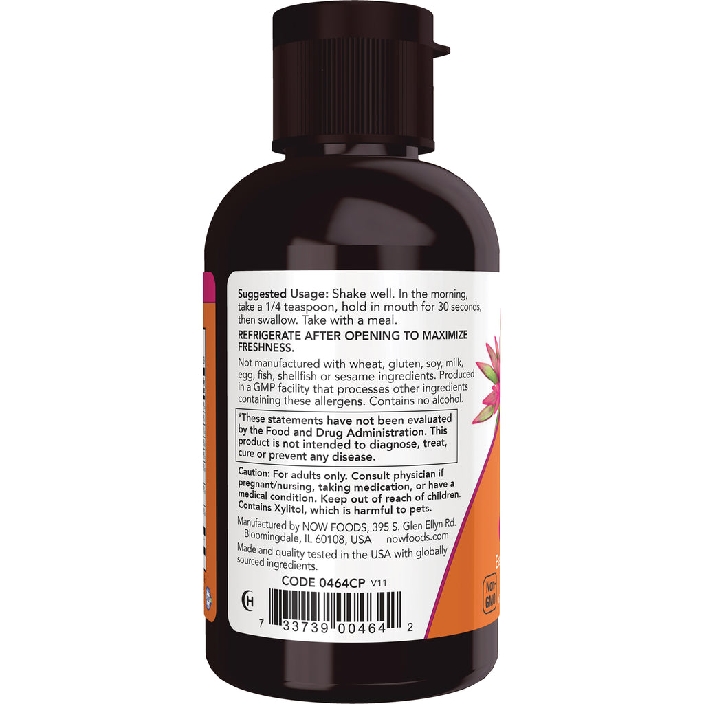 NWF025 | Back label of dark bottle showing suggested usage, warnings, manufacturer information and barcode - Thumbnail