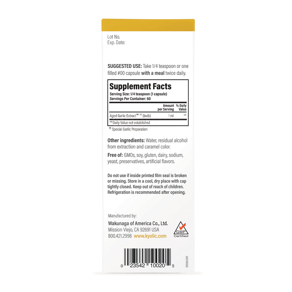 KY144 | Back of supplement box showing Supplement Facts, other ingredients, manufacturer information and barcode - Thumbnail