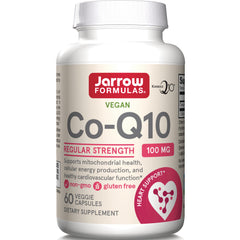 JR048 | Jarrow Formulas Vegan Co-Q10 regular strength 100 mg bottle front label, 60 veggie capsules dietary supplement