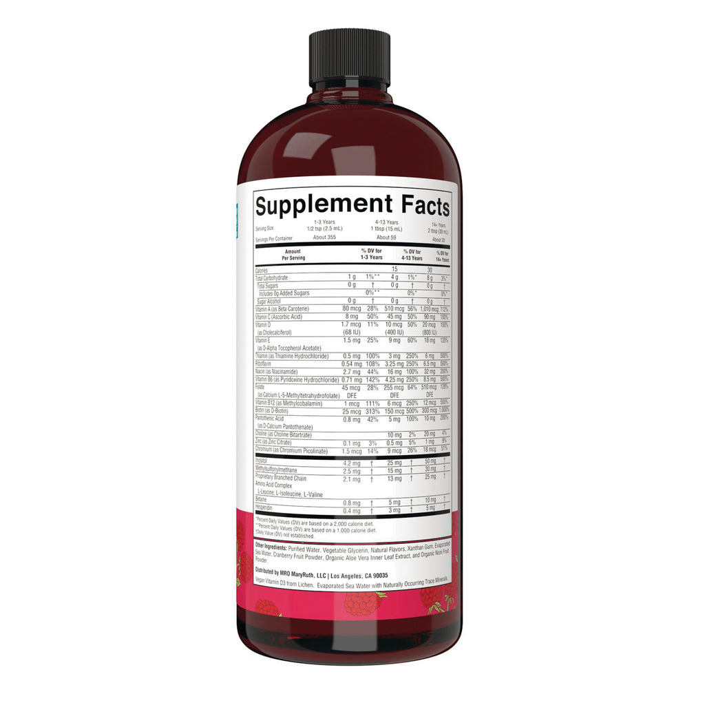 MRR018 | Back of berry-colored supplement bottle showing Supplement Facts nutrition label and ingredient listing - Thumbnail