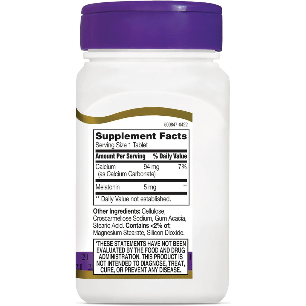 CNT102 | back label showing Supplement Facts panel with Calcium 94 mg, Melatonin 5 mg and other ingredients - Thumbnail