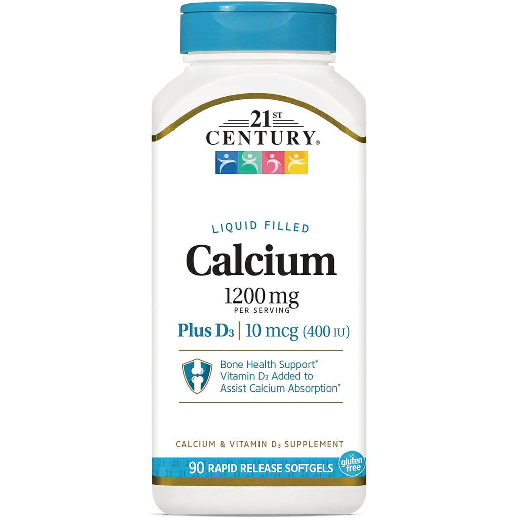 CNT026 | 21st Century Calcium 1200 mg plus D3 10 mcg bottle, 90 rapid release softgels - Thumbnail