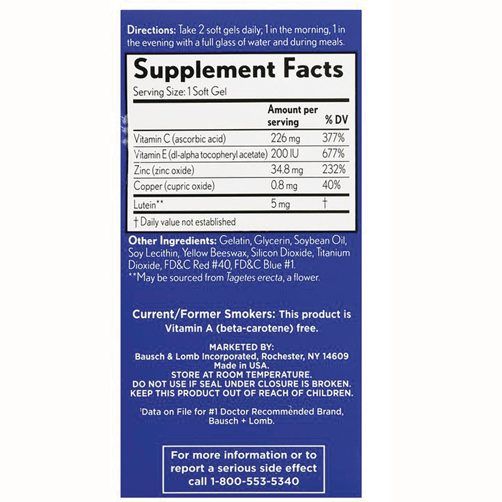 BNL023 | back label showing Supplement Facts table with vitamin amounts, other ingredients, warnings, and 1-800-553-5340 - Thumbnail