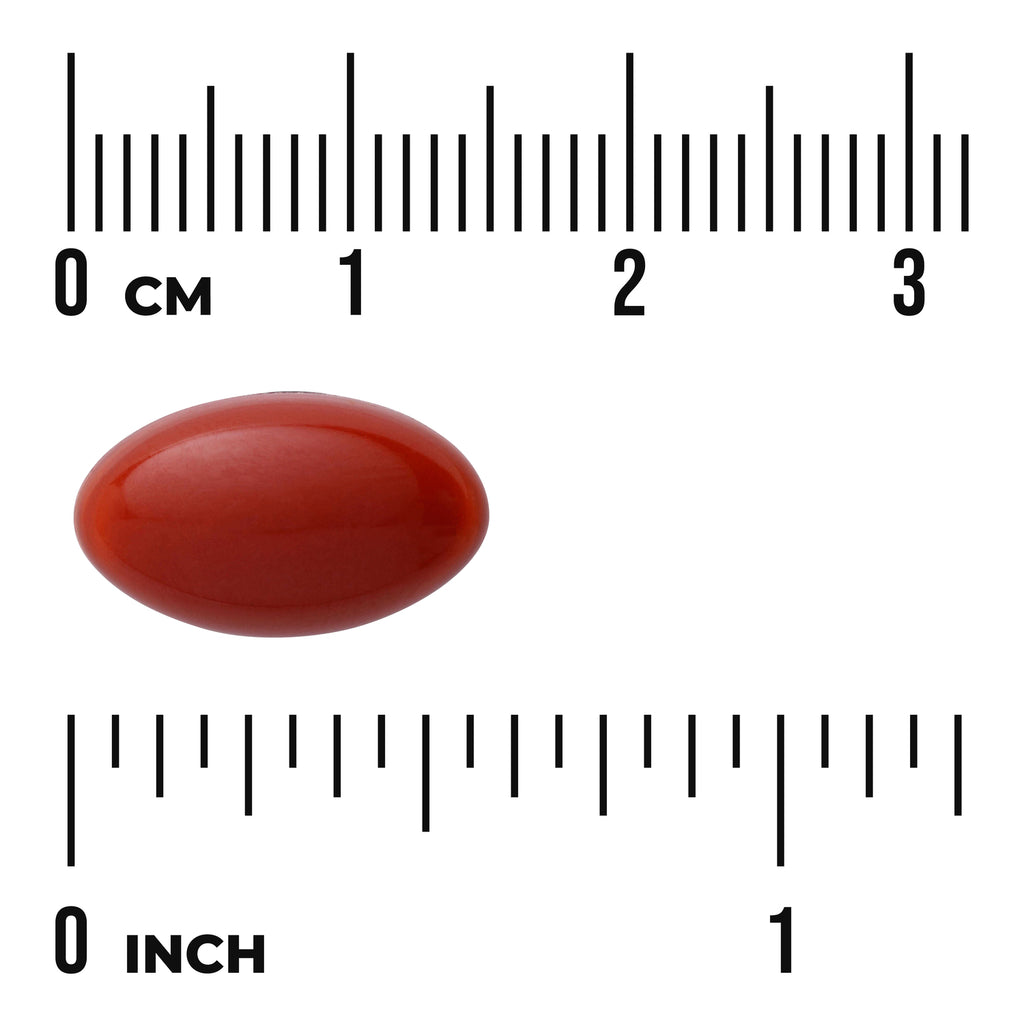 SWU1014 | Red oval softgel shown next to centimeter and inch rulers for size reference - Thumbnail