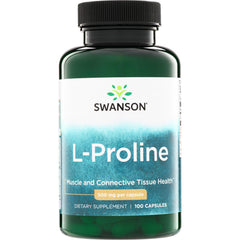 SW1028 | Swanson L-Proline, 500 mg per capsule, 100 capsules, Muscle and Connective Tissue Health