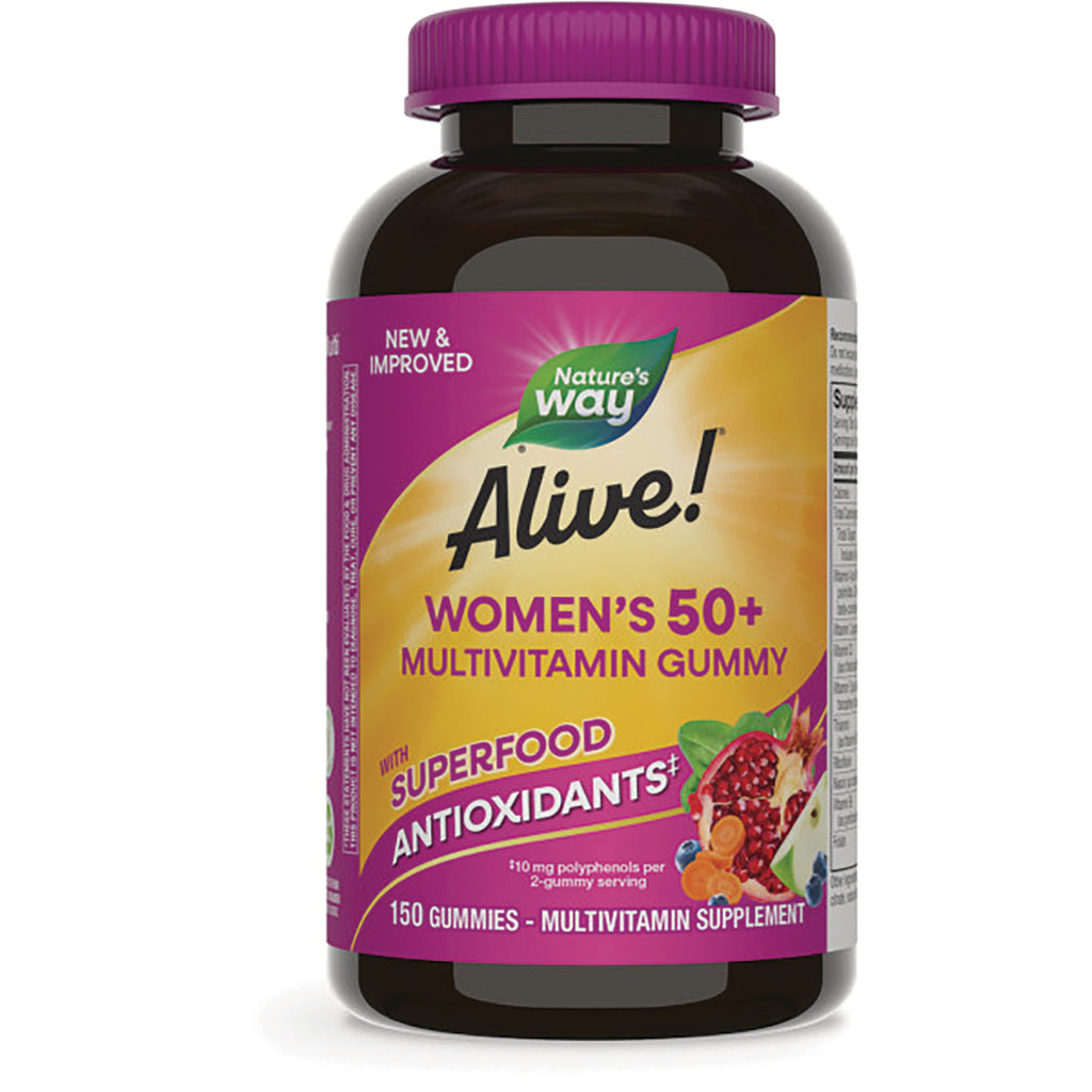 NW1034 | Nature's Way Alive! women's 50+ multivitamin gummy bottle, 150 gummies front label - Thumbnail