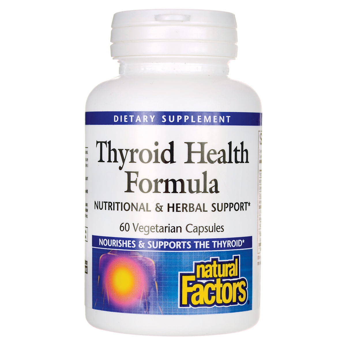 NFC033 | Thyroid Health Formula dietary supplement bottle labeled 60 Vegetarian Capsules by Natural Factors