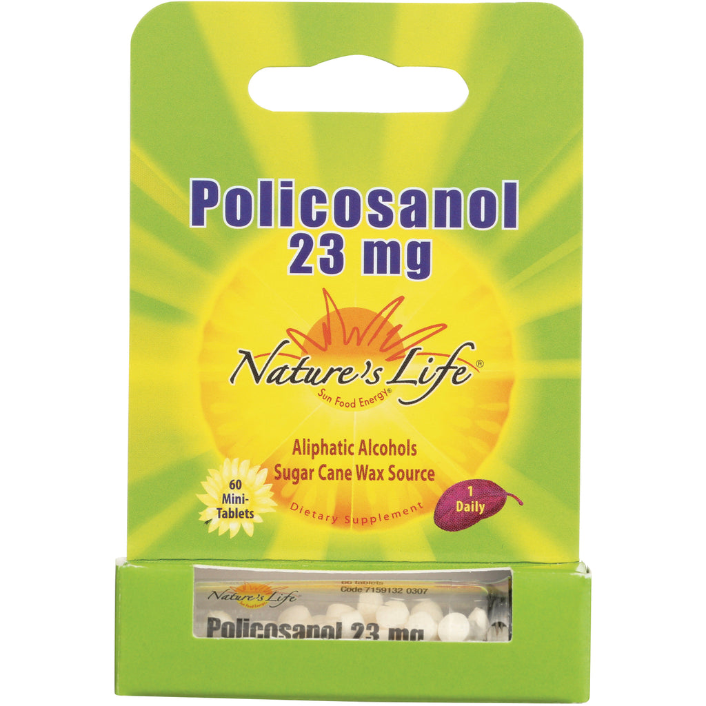 NSL021 | Nature's Life Policosanol 23 mg front packaging with blister of mini tablets visible - Thumbnail