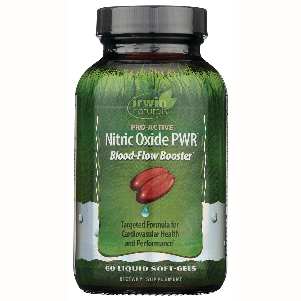 IR281 | Irwin Naturals Pro-Active Nitric Oxide PWR Blood-Flow Booster 60 liquid soft-gels bottle - Thumbnail