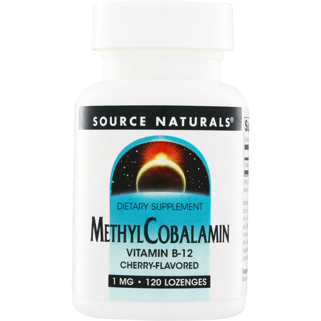 SN124 | Source Naturals MethylCobalamin Vitamin B-12 cherry-flavored lozenges, 1 mg, 120 lozenges - Thumbnail