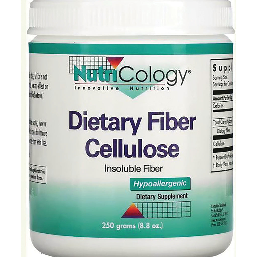 NCL032 | Nutricology Dietary Fiber Cellulose supplement jar, 250 grams, hypoallergenic label - Thumbnail