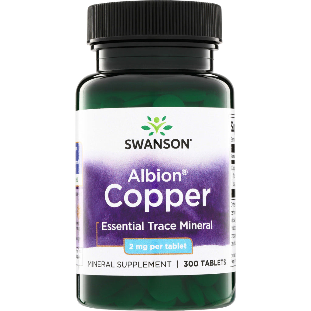 SW223 | Swanson Albion Copper, Essential Trace Mineral, 2 mg per tablet, 300 tablets - Thumbnail