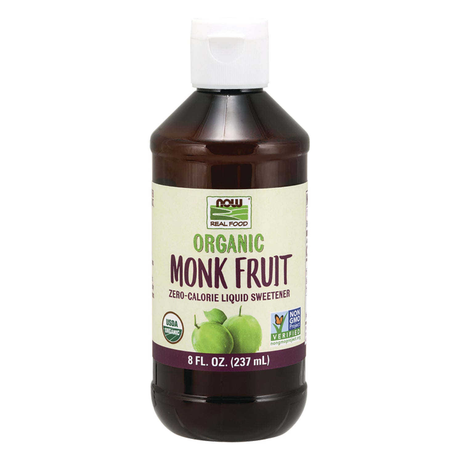 NWF1392 | NOW Real Food Organic Monk Fruit zero-calorie liquid sweetener 8 fl oz (237 mL)