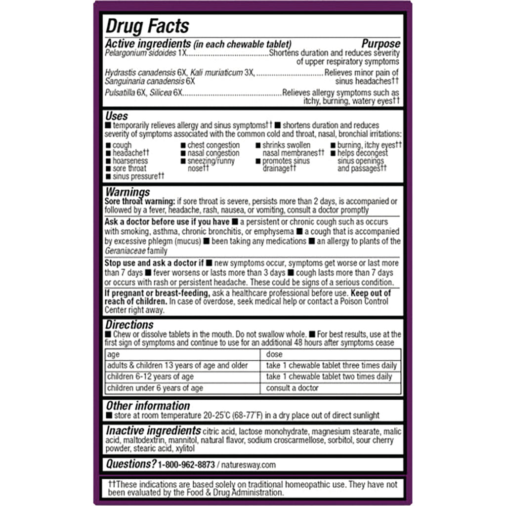 NW1053 | Back panel showing Drug Facts with active and inactive ingredients, warnings, directions, and storage info - Thumbnail