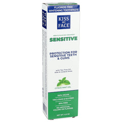 KMF125 | Kiss My Face Sensitive toothpaste box, citrus mint gel, protection for sensitive teeth and gums
