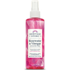 HTG110 | Heritage Store Rosewater & Vinegar exfoliating toner spray, 8 fl oz pink bottle