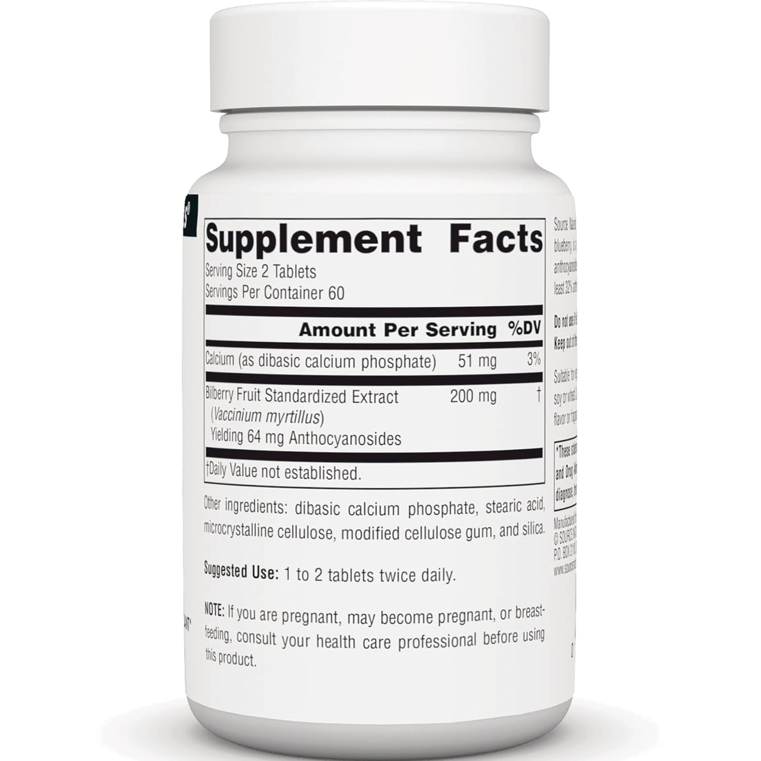 SN712 | Back label with Supplement Facts panel, serving size 2 tablets, 60 servings per container