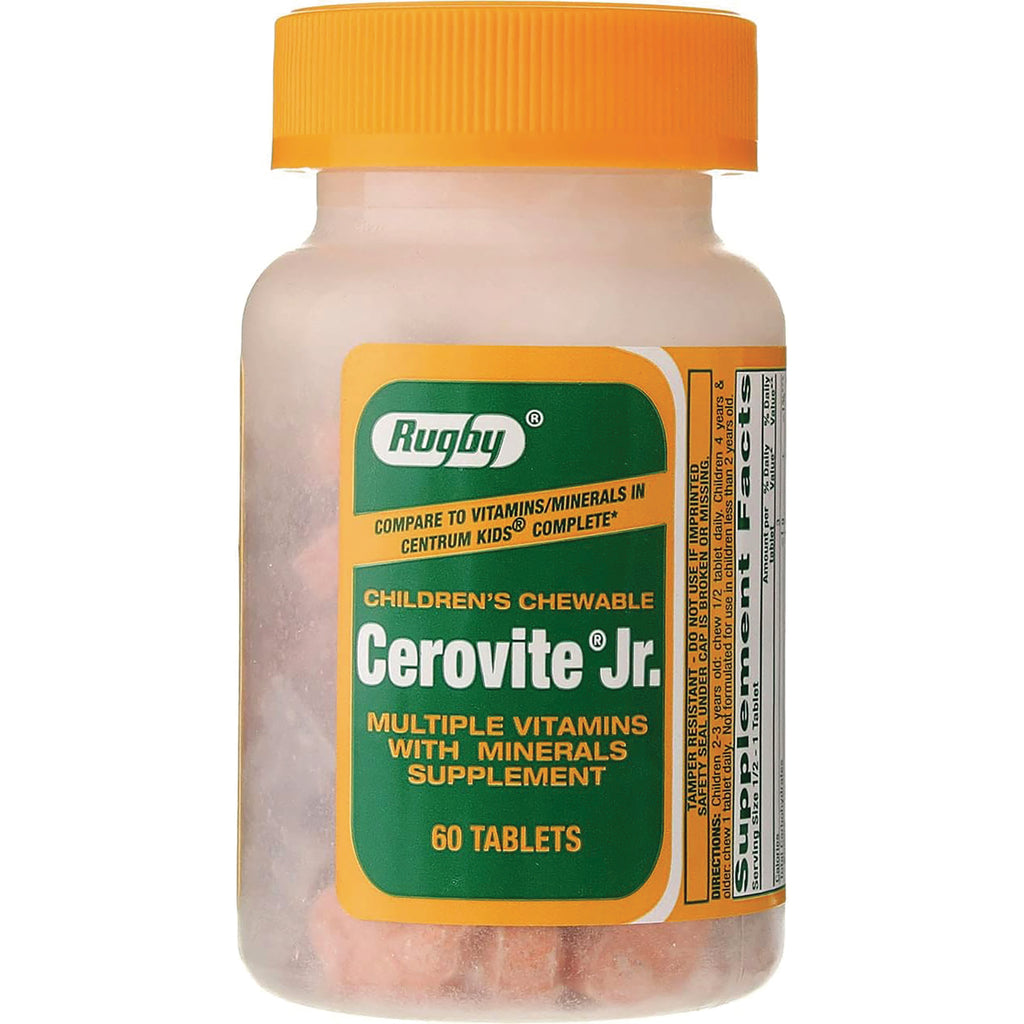 WAT010 | Rugby Cerovite Jr. children's chewable multivitamin with minerals, 60 tablets bottle - Thumbnail