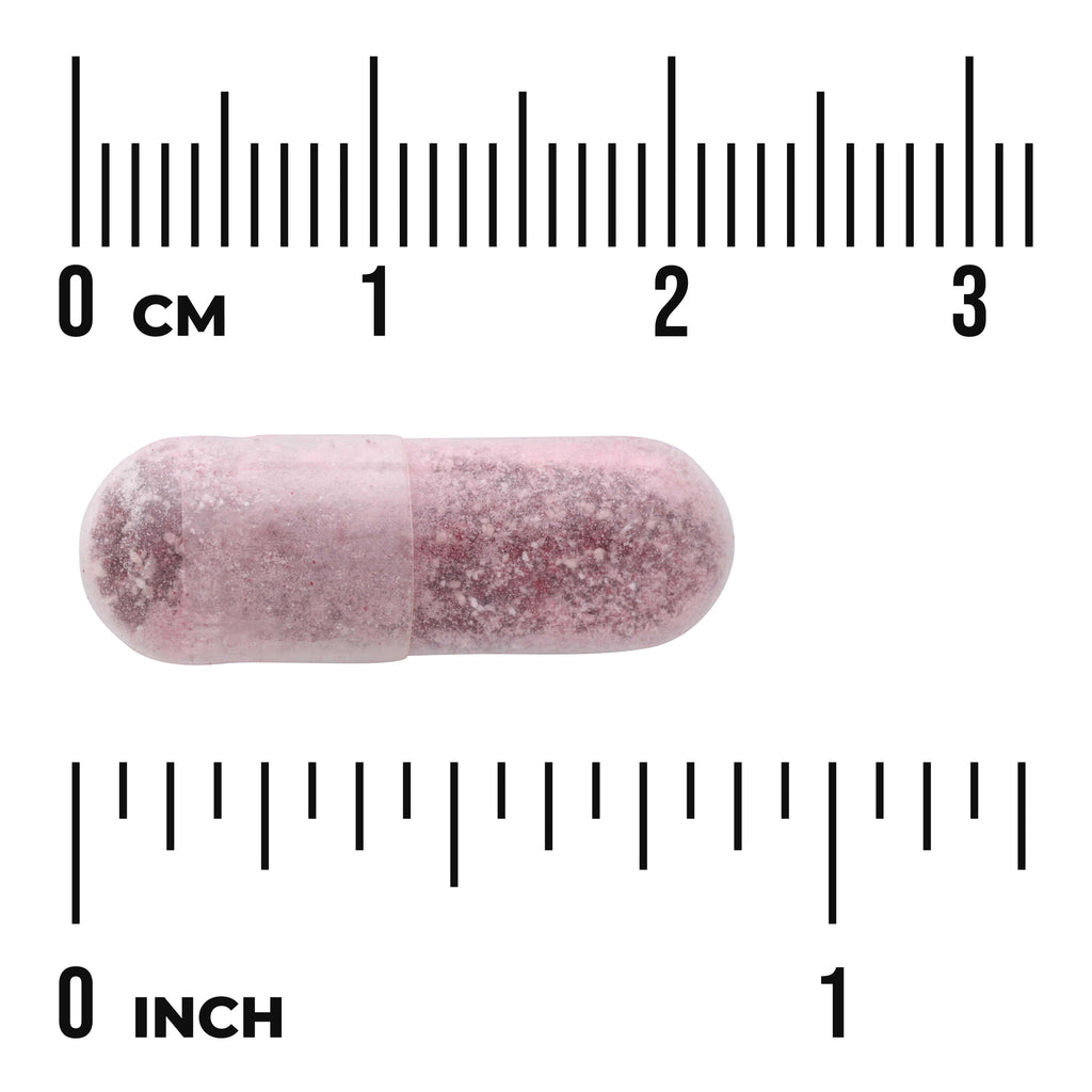 SW1937 | Pink capsule shown with inch and centimeter rulers for size reference - Thumbnail