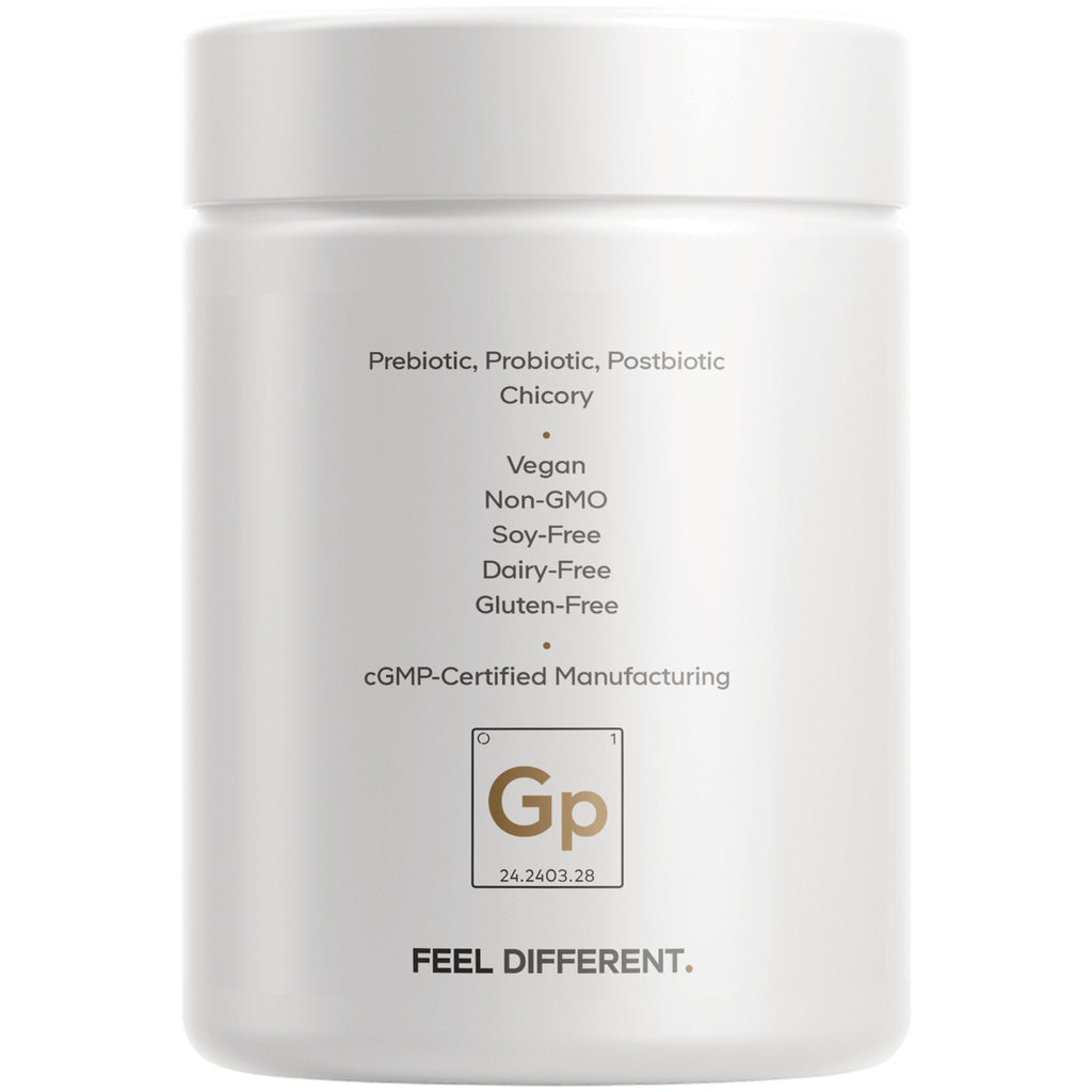 CDG017 | Back label of white supplement jar reading Daily Craving & Bloat Support, lists prebiotic/probiotic/postbiotic and clean-label attributes - Thumbnail