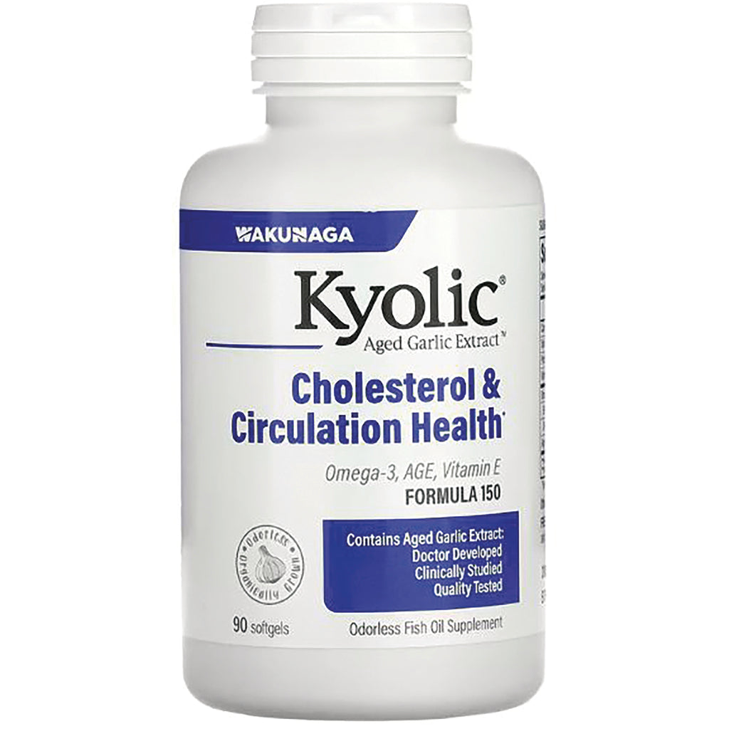 KY039 | Kyolic Aged Garlic Extract Cholesterol & Circulation Health white bottle, 90 softgels - Thumbnail