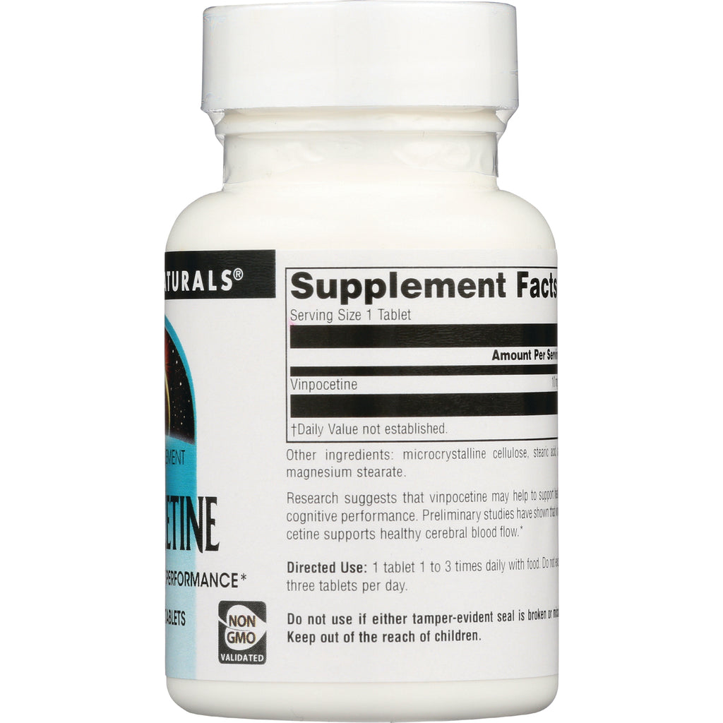 SN271 | Back label with Supplement Facts, vinpocetine, directions, and Non-GMO Validated icon - Thumbnail