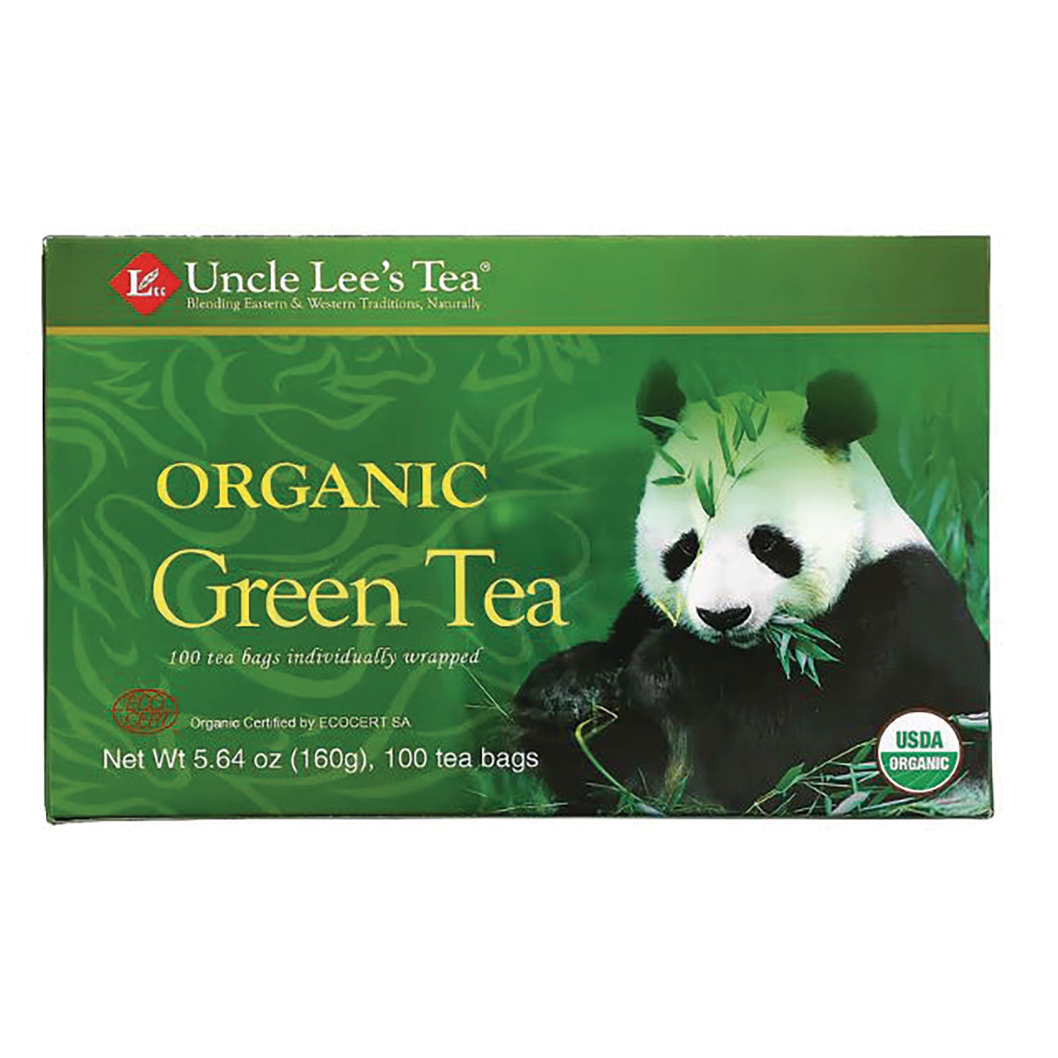UL016 | Uncle Lee's Tea Organic Green Tea box, 100 tea bags, USDA Organic