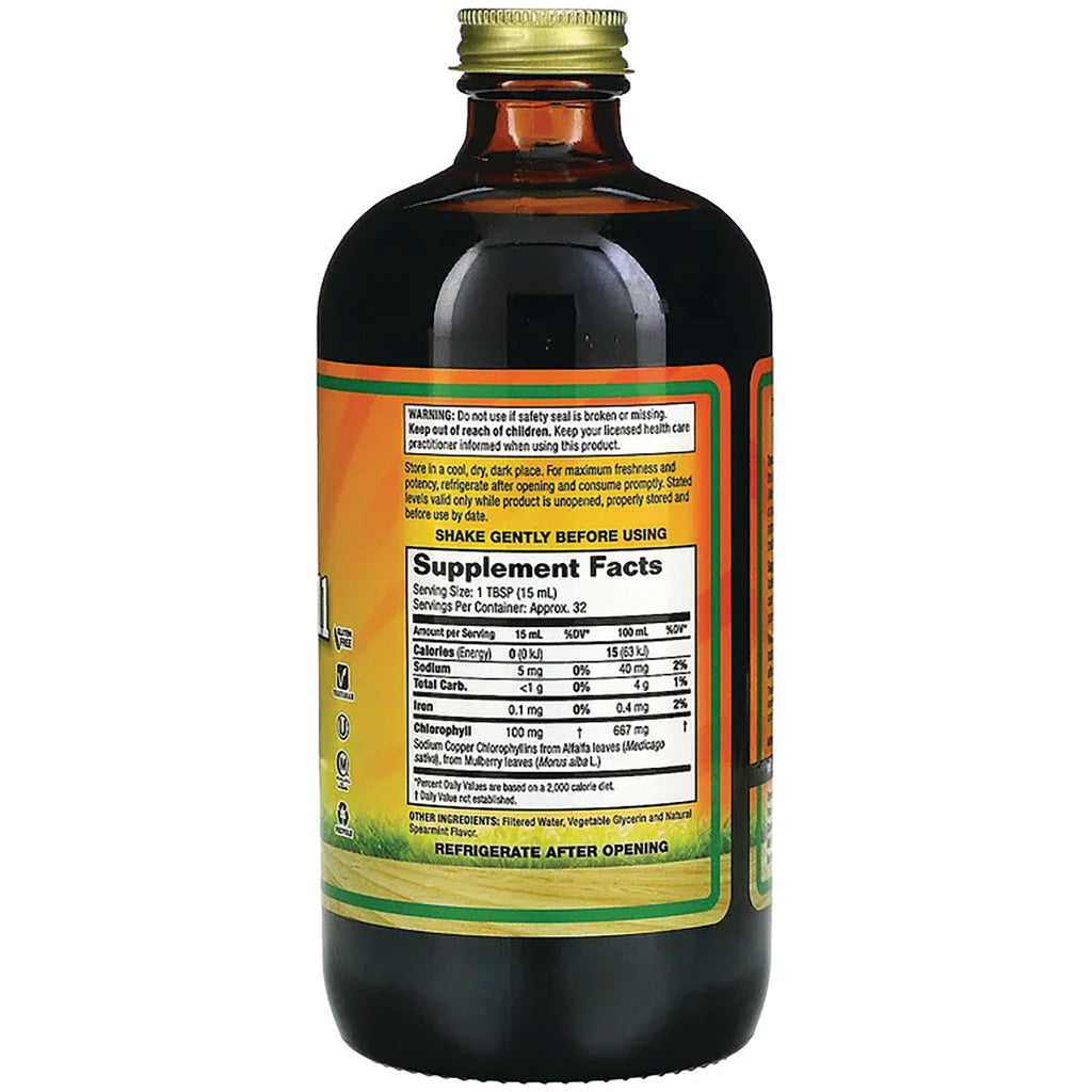 DYH054 | Back of amber supplement bottle showing supplement facts panel, warnings and refrigerate after opening instruction - Thumbnail