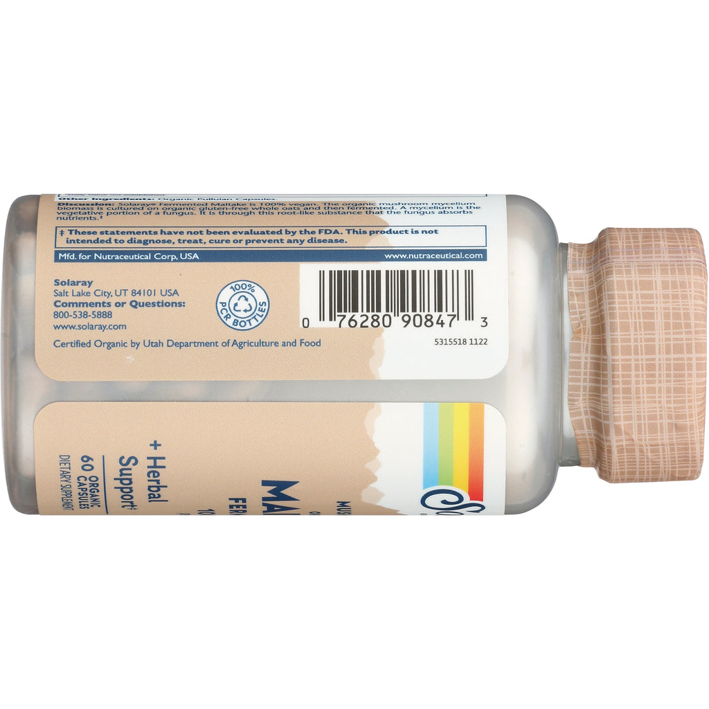 SLR462 | Back label of Solaray supplement bottle with barcode and 100% PCR Bottles icon - Thumbnail