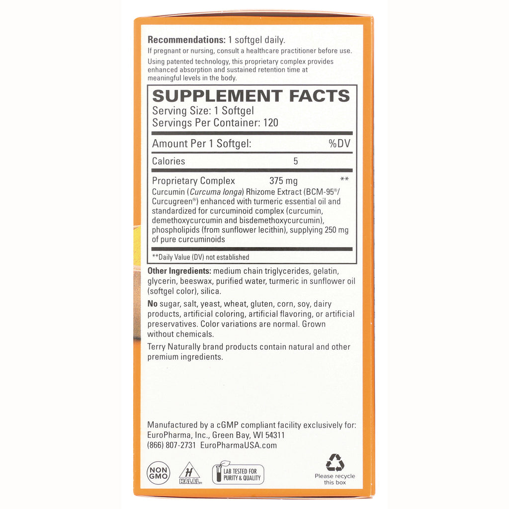 EUR055 | back of supplement box showing Supplement Facts panel, serving size 1 softgel and ingredient list - Thumbnail
