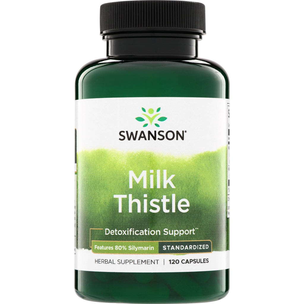 SWH051 | Swanson Milk Thistle supplement bottle, 120 capsules, Detoxification Support, standardized with 80% silymarin - Thumbnail