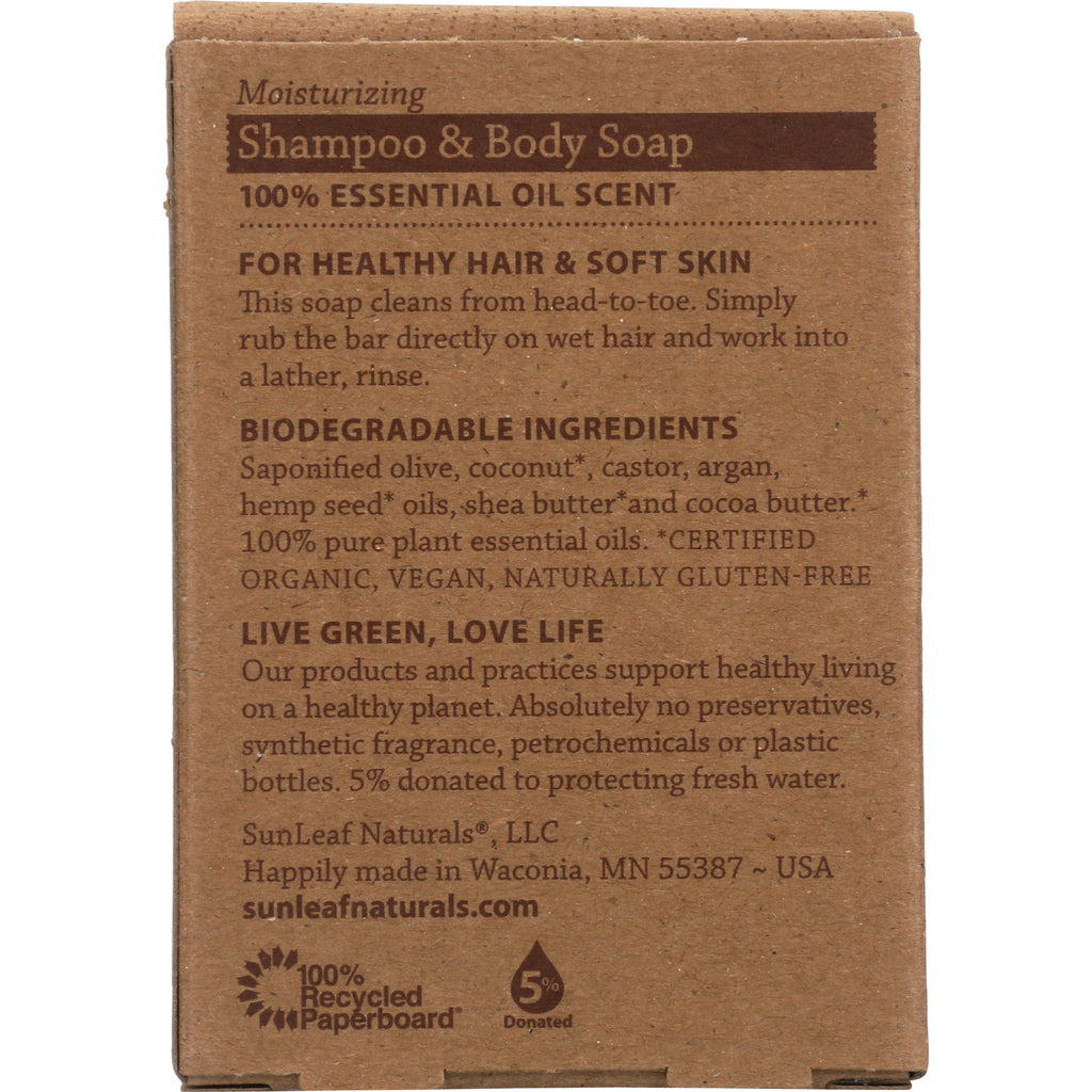 SLN008 | Back of brown Shampoo & Body Soap box showing biodegradable ingredients, usage and company information - Thumbnail
