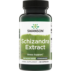 SWH151 | Swanson Schizandra Extract bottle, Stress Support, 500 mg per capsule, standardized, 60 capsules
