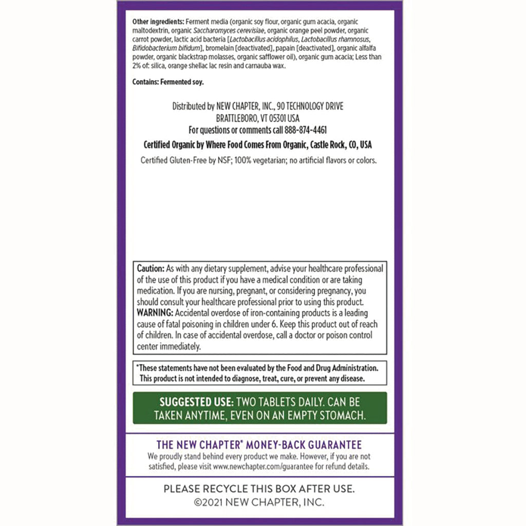 NWC140 | Back panel of supplement box showing ingredients, warnings, suggested use and recycle information - Thumbnail