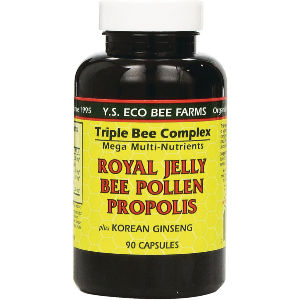 YS030 | Y.S. Eco Bee Farms Triple Bee ComplexRoyal Jelly, Bee Pollen, Propolis with Korean Ginseng, 90 capsules - Thumbnail