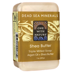 OWN008 | One With Nature Shea Butter triple milled soap bar with Dead Sea minerals, 7 oz