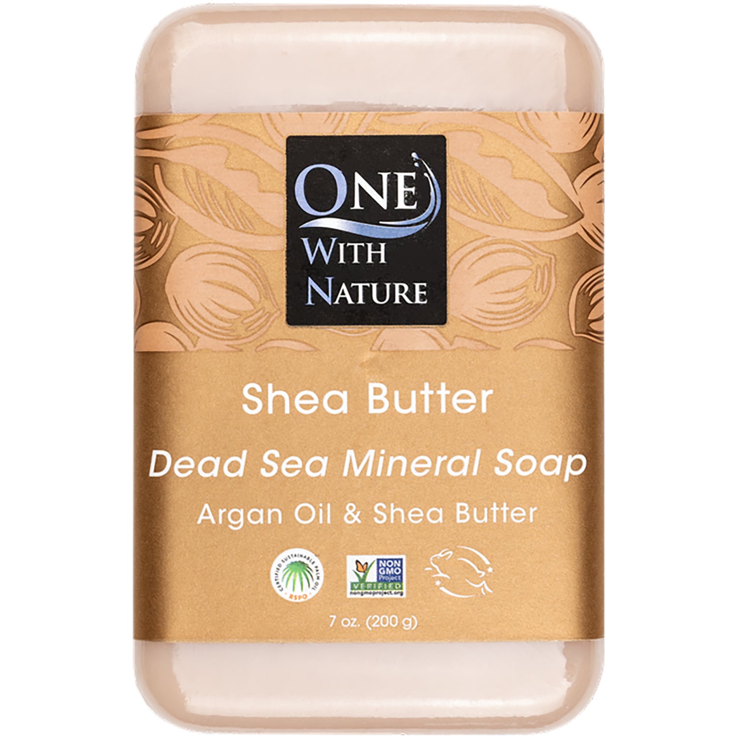 OWN008 | One With Nature Shea Butter triple milled soap bar with Dead Sea minerals, 7 oz