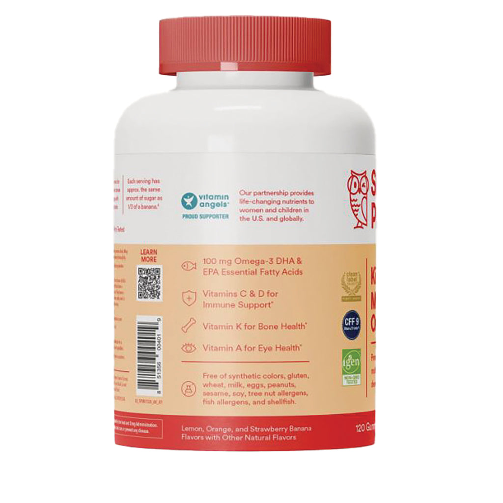 SMA002 | back panel infographic showing product benefits and icons on amber label of white bottle with red cap - Thumbnail