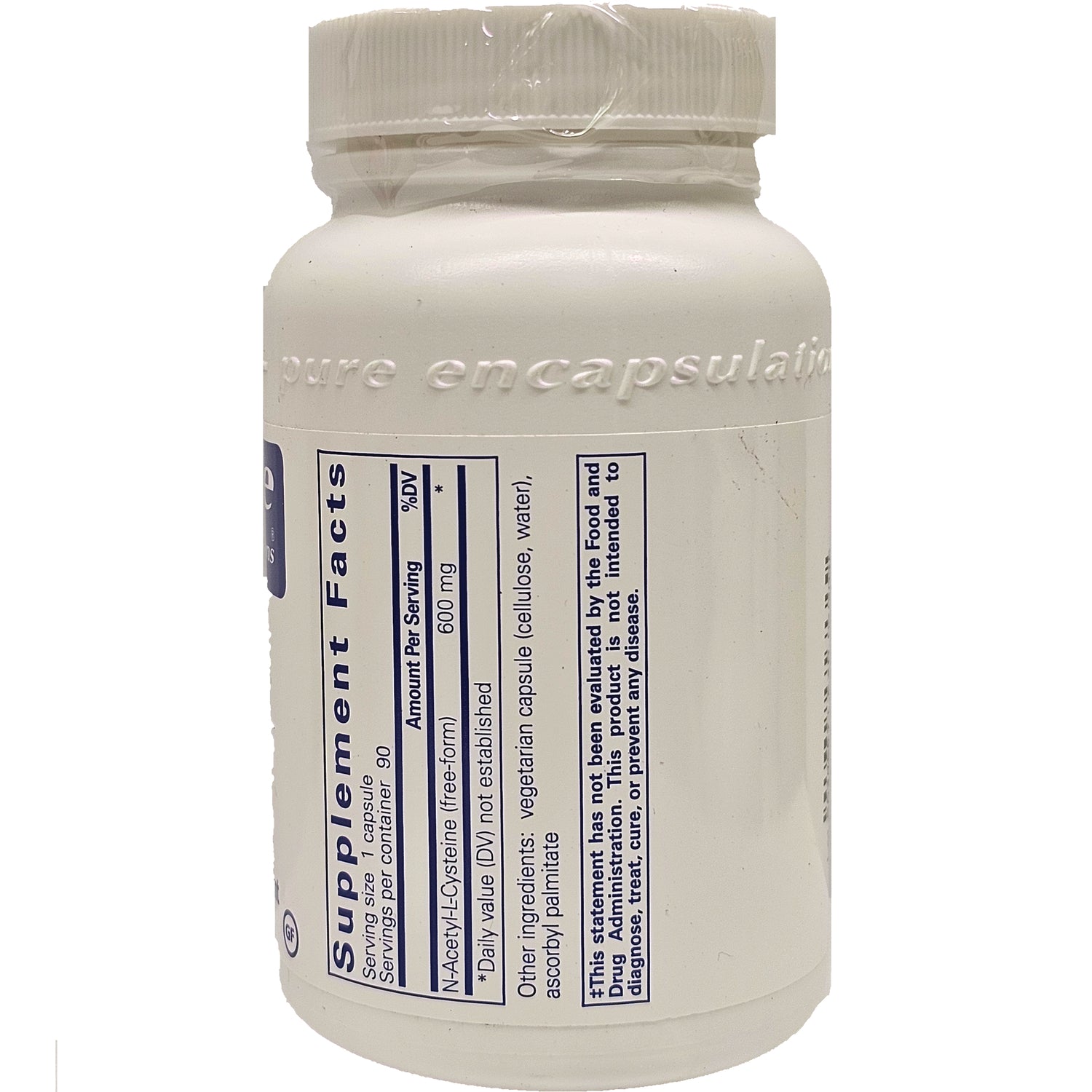 PRN022 | back of white supplement bottle showing Supplement Facts panel and ingredient text