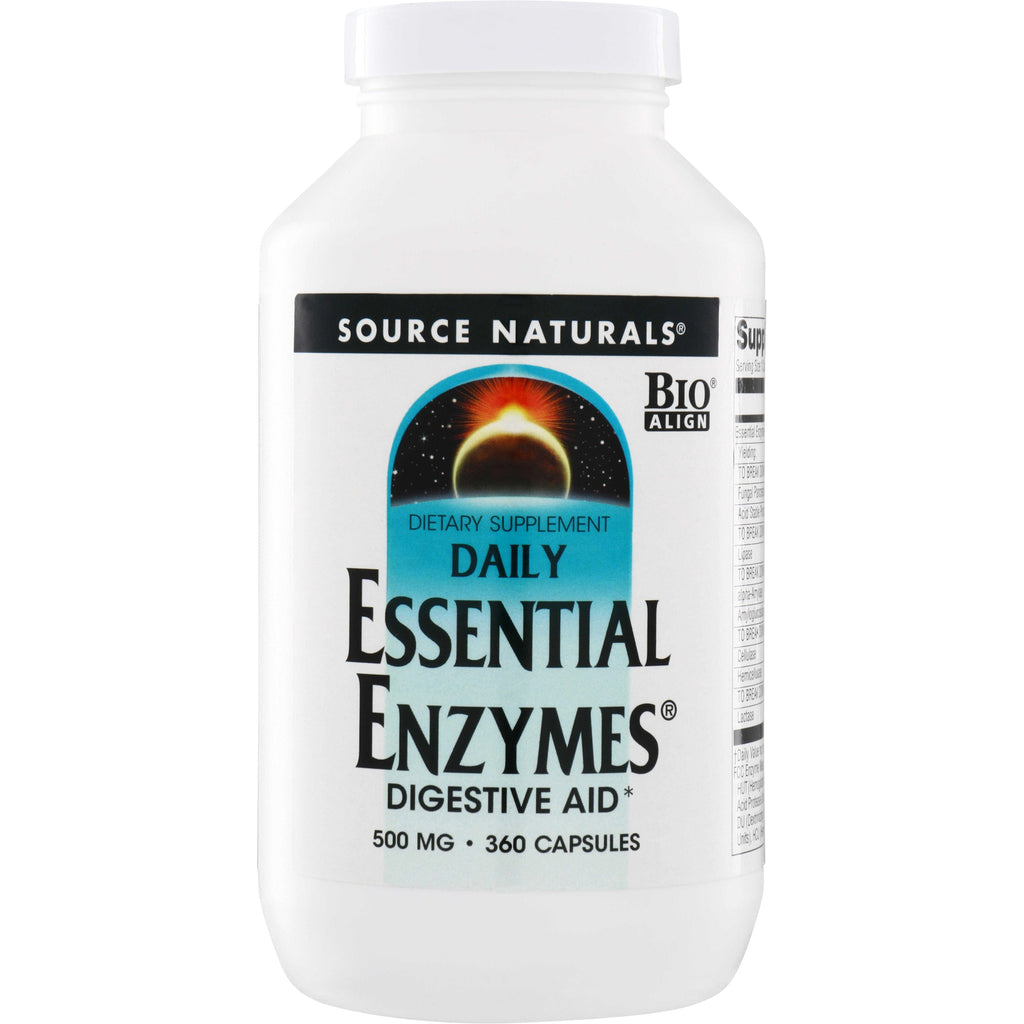 SN442 | Source Naturals Daily Essential Enzymes Digestive Aid, 500 mg, 360 capsules - Thumbnail