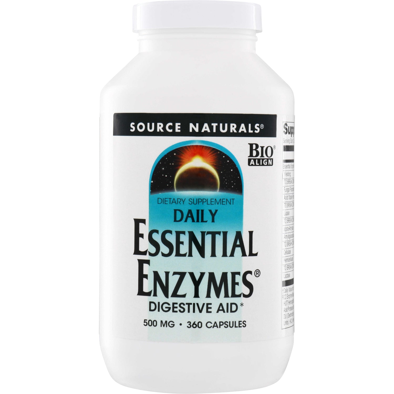 SN442 | Source Naturals Daily Essential Enzymes Digestive Aid, 500 mg, 360 capsules