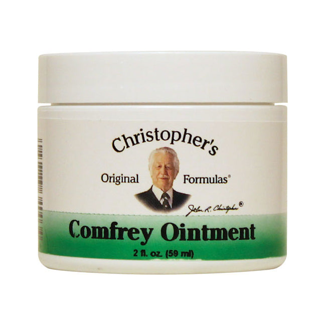 DCR039 | Christopher's Comfrey Ointment 2 fl oz white jar with green label showing brand name and portrait