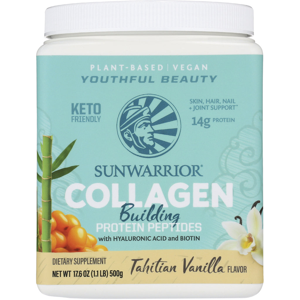 SNW031 | Sunwarrior Collagen Building Protein Peptides Tahitian Vanilla, plant-based vegan, 17.6 oz 500g - Thumbnail
