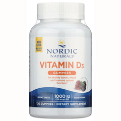 Nordic Naturals Vitamin D3 gummies bottle front label showing 1000 IU and 120 gummies